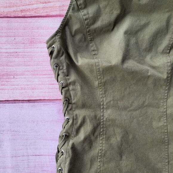 A.L.C‎ Army Green Valeria Lace Up Grommet Fitted Mini Sheath Dress 6 - Picture 5 of 7